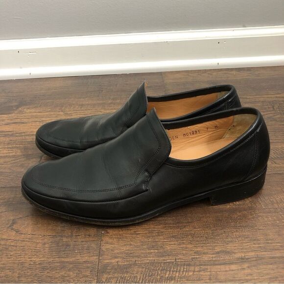 Bruno Magli Malden Size 7M Loafer Handmade Black Dress Shoe Italian - Picture 2 of 15